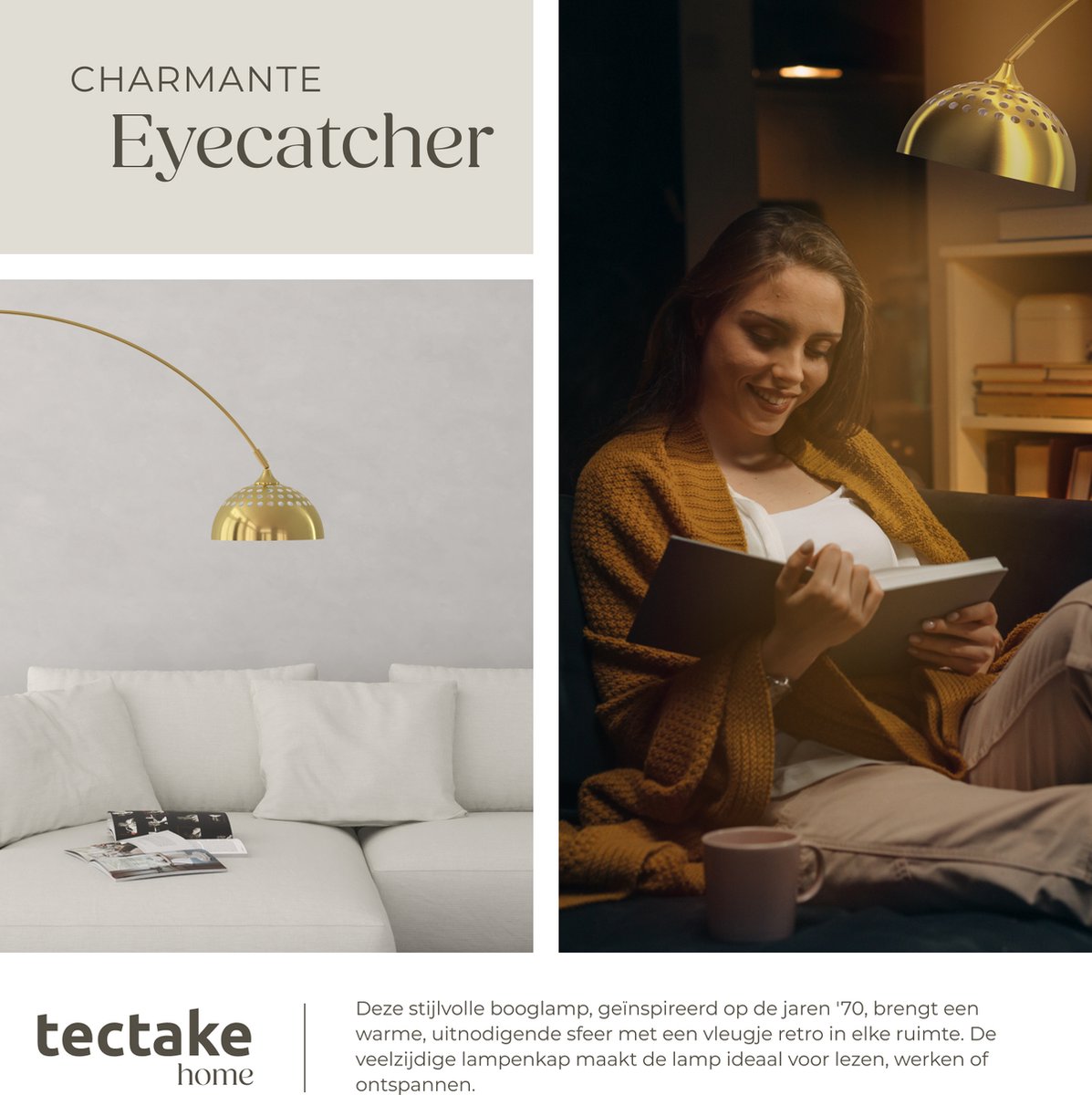 TecTake tectake- Booglamp vloerlamp woonkamer - Retr