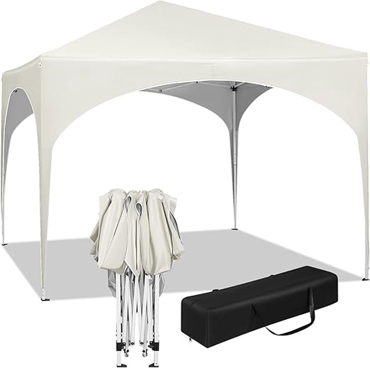 Partytent, waterdichte vouwpaviljoen, zonwering, evenement, gazebo, tuinpaviljoen op terras, camping, festival, met halve maandak, pagodetent met halve cirkel, Oxford metalen frame, 3 x 3 cm,