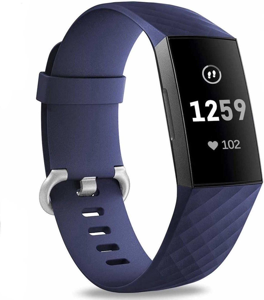 Scoby - Wafelband - Geschikt voor Fitbit Charge 3/4 Sport Band - Sportarmband - Maat S/M - Blauw