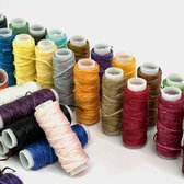 MGM Trading - 36 bobines de Cordons enduits de Cire - Fil polyester 0,8 mm - Fil à coudre pour Cuir - Strings de Cire colorés - Idéal pour les Bracelets de DIY et les Bijoux faits à la main
