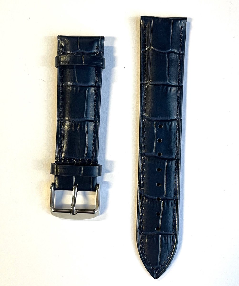 Actie4you® - Horlogebandje van Soepel Kalfsleder met Alligator Structuur - RVS Gesp - Horlogeband - 20MM - Donker Blauw