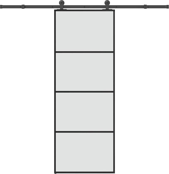 Vidaxl -schuifdeur -zwart -76 X 205 Cm (200 Cm Schuifrail) -aluminium
