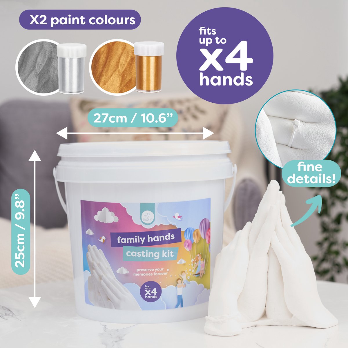 Chuckle – Familie Gipshandenset - 3D Gipsafdruk Set - Handafdrukset - Hand Casting Kit voor Gips Handen Maken - 3D Afdrukken Gieten - Uniek Cadeau en Souvenir voor Jubilea - Verjaardagen en Kerstmis — afbeelding 2