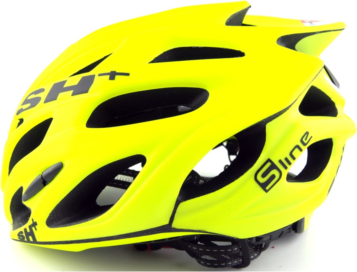 SH+ Fietshelm - SHABLI S-LINE - Unisex - Lichtgewicht 230 gram - 20 Ventilatiegaten - Gemaakt in Italië - Voor een hoofdomtrek van 55 tot en met 60 CM - Mat Fluor Geel