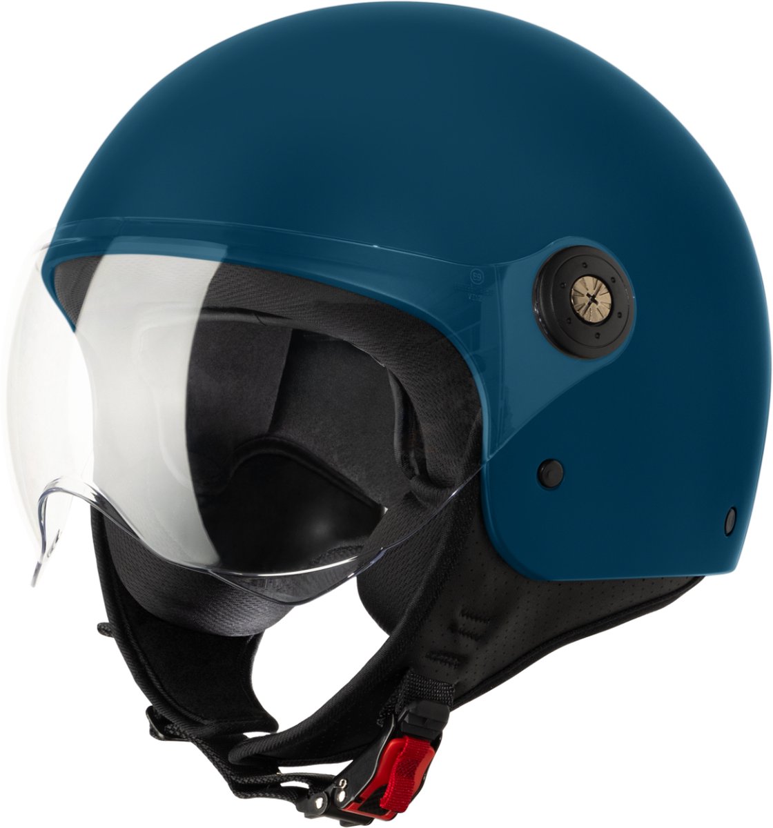 VINZ Duoro Jethelm met Vizier | Scooterhelm & Motorhelm & Brommerhelm & Snorfietshelm | ECE 22.06 goedgekeurd | Lichtgewicht 1100 gram | Inclusief Opbergzak | Donkerblauw - XS