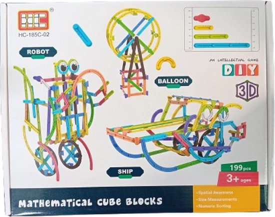 Foto: Useme robot wiskundige cube blocks 3d diy 199 stukjes
