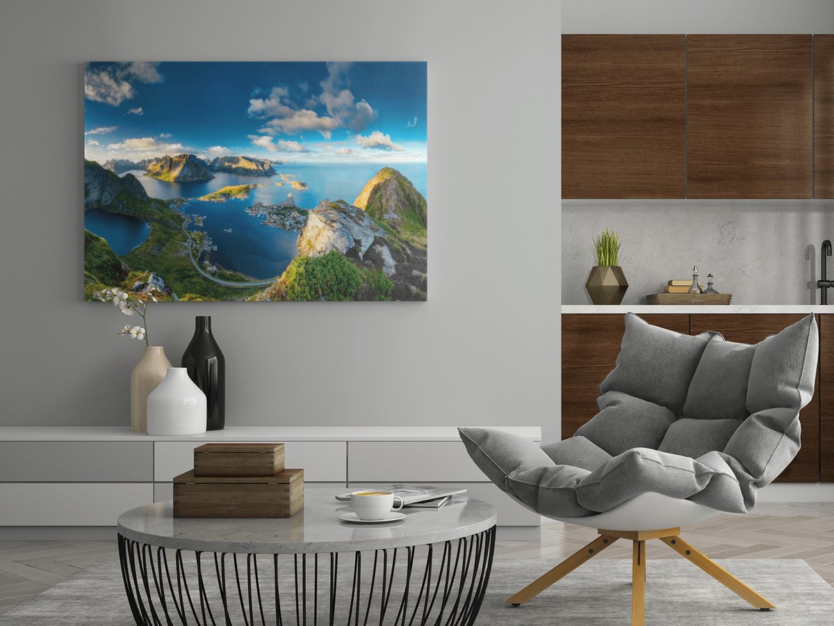 Trendex Global Canvas Schilderij - Landschappen - Zee en Bergen - 60x40x2 cm Meerkleurig