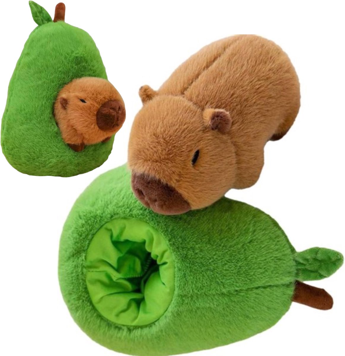 Capybara in Appel Pluche Knuffel 30 cm - SUPER Zacht - Grote Capibara Knuffels - Knuffeldier Knuffelvriend - Groot Bruin Peer Avocado Appel Knuffels Dierenknuffel - Kapibara Kapybara - Speelgoed kawaii kussen Rugtas Rugzak TikTok Plush Toy