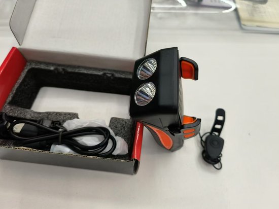Fietskoplamp LED fietskoplamp voor nachtelijk rijden oplaadbaar mountainbike licht met 3 verlichtingsmodi en luidsprekertelefoonhouder USB oplaadpoort 4000 mAh waterdicht fietslicht van Merkloos — afbeelding 3