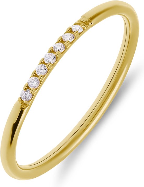 Lucardi Bague femme 9 carats avec zircone - Ring - 9 carats - Couleur or - 16,50 / 52 mm