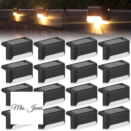 Zonne-deklampen, 12/16 stuks zonne-stapverlichting, buitenverlichting op zonne-energie, waterdichte LED-verlichting op zonne-energie voor trappen, treden, leuningen, muur, tuin, terras, tuin (16