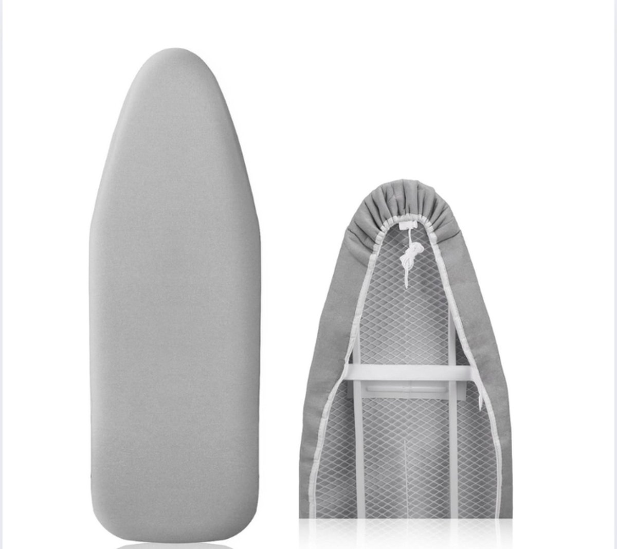 Goedkoopste Nieuwe premium strijkplankhoes voor snel en gemakkelijk strijken, voor stoomstrijkijzers, zilvergrijs, veergesp, 30-35 cm x 108-115 cm (maat M