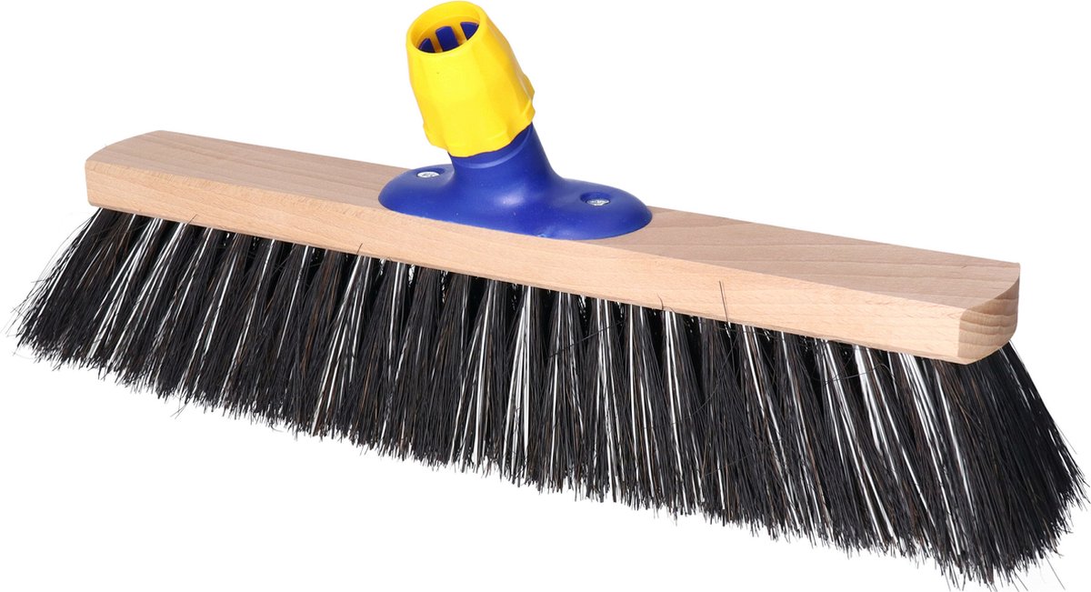 Goedkoopste Buemag Bezemkop - Arenga/Elaston mix - zwart/wit - hard - hout - 40 cm - straatbezem/buitenbezem - bezem