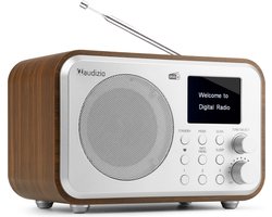 DAB radio met Bluetooth - Audizio Milan - DAB radio retro met accu en FM radio - Silver