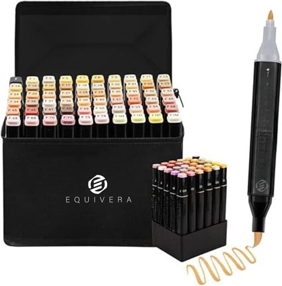 Equivera Twinmarkers Alcohol - Twinmarkers Alcohol - Marqueurs à Alcohol - Surligneurs - Marqueurs à Alcohol professionnels - Marqueurs - Stylos de couleur - Marqueurs à Dual pointe