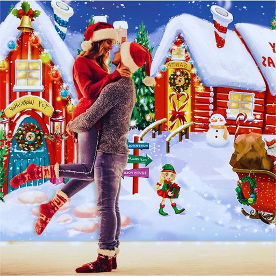 Kerststal Garagedeurafdekking, 6-delige polyester banner voor binnen en