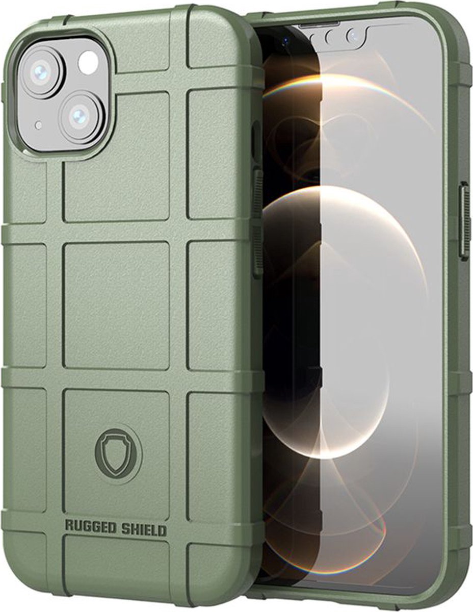 MobyDefend Hoesje - Geschikt voor iPhone 13 - Rugged Shield TPU Backcover - Groen