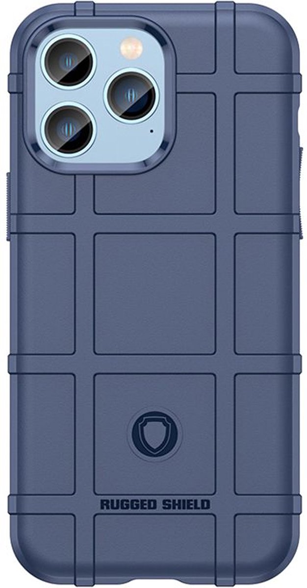 MobyDefend Hoesje - Geschikt voor iPhone 14 Pro - Rugged Shield TPU Backcover - Blauw