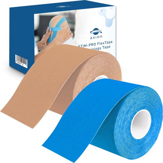 axion® - Tape de Kinésiologie Set de 2 bleu beige | Etanche • doux pour la peau • élastiques • bandage adhésif | bande physio optimale pour le sport et un usage quotidien.