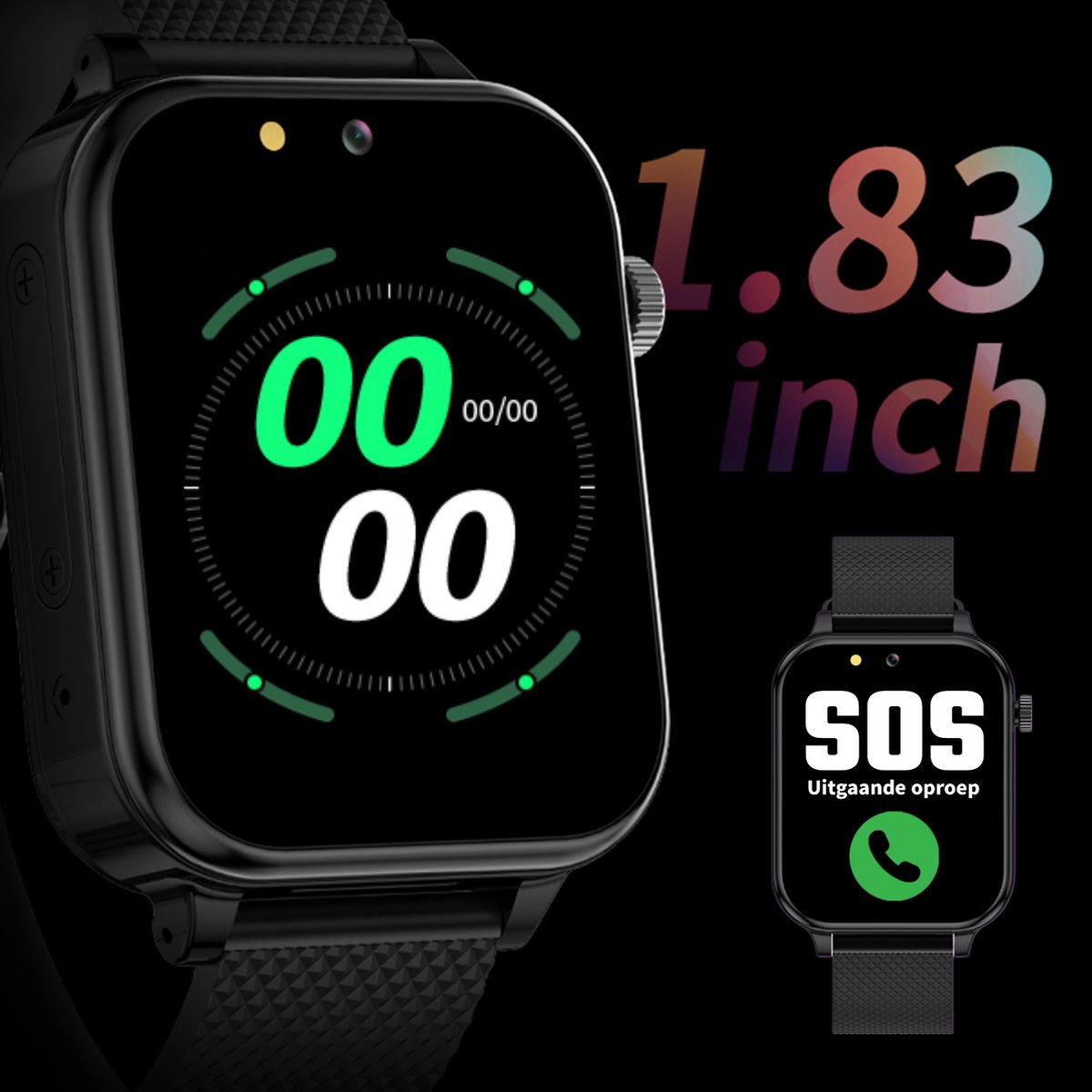Wiesba WB70S - GPS Horloge Senior - Smartwatch voor Ouderen - Persoonlijke alarmen - alarm horloge ouderen - GPS Horloge Alzheimer - Valdetectie