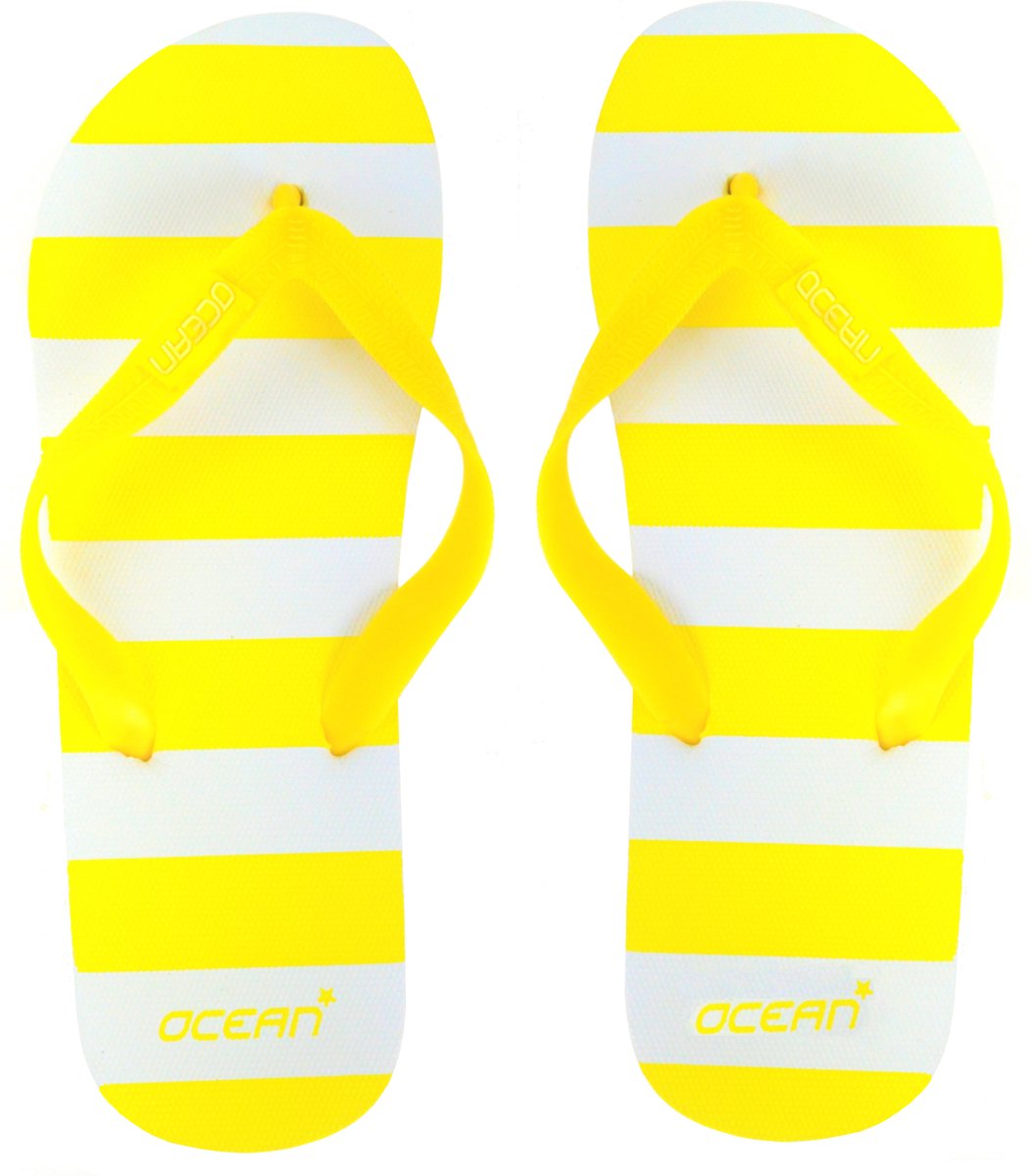 Streep slippers geel - maat 37