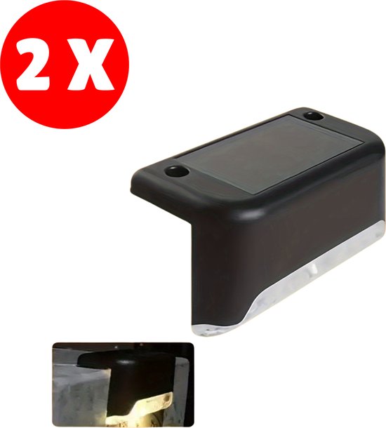 Lampe Solar Extérieure - Set de 2 Pièces - Éclairage Solar de Jardin - 6 LED - Etanche - Lampe Escalier Extérieur et Jardin - Éclairage extérieur Énergie Solaire - Opulfy