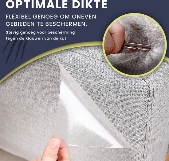 Ollie & Pip Feuilles anti-rayures chat et chien - 8 feuilles XL - Sans Punaises - Contre les rayures - Protection du canapé - Protection des meubles - Poteau à gratter - Anti- Scratch - 43,2 x 30,5 cm - Transparent