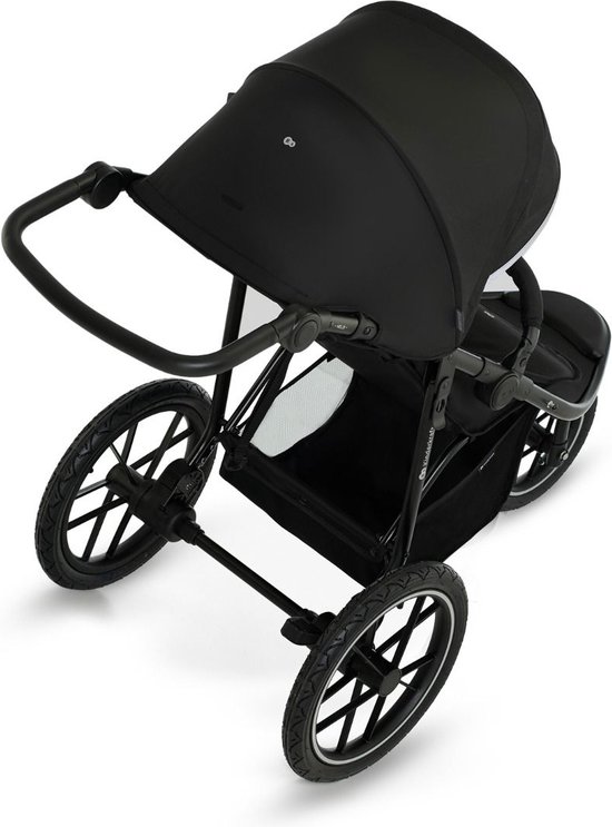 Kinderkraft HELSI 2 - All-terrain wandelwagen - 3 grote opblaasbare wielen - Vering met glasvezel versterkte achterwielen - Verstelbare rugleuning en duwbeugel - Geschikt tot 27 kg - Grote mand - Travel System compatibel - Veiligheidsfuncties - Zwart van Kinderkraft — afbeelding 5