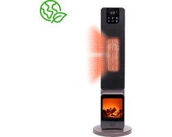 QLT Elektrische Keramische Kachel met Sfeerhaard met ECO-modus – Verwarming – LCD-display, Oscillatiefunctie en Afstandsbediening – 2000W – Zwart QLT Elektrische Keramische Kachel met Sfeerhaard met ECO-modus – Verwarming – LCD-display, Oscillatiefunctie en Afstandsbediening – 2000W – Zwart