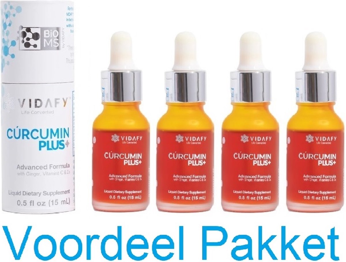 Goedkoopste Curcumin Plus 15ml Vidafy Voordeelpakket 4 in 1