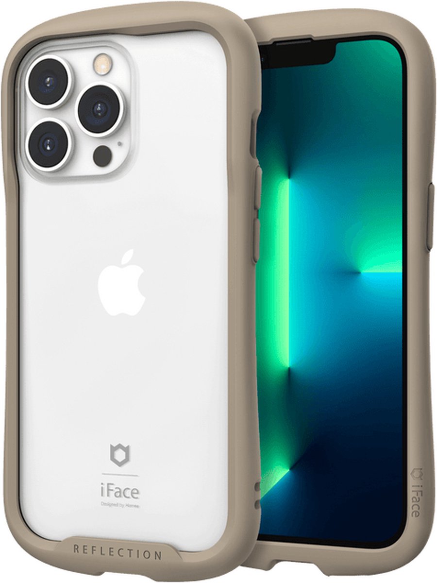 iPhone 13 Pro Beschermhoes - Slank Ontwerp, Schokbestendig, Duurzame TPU Hoes, Krasbestendig, Reflecterend Design, Stijlvolle Beige Afwerking, Gemakkelijke Toegang, Lichtgewicht