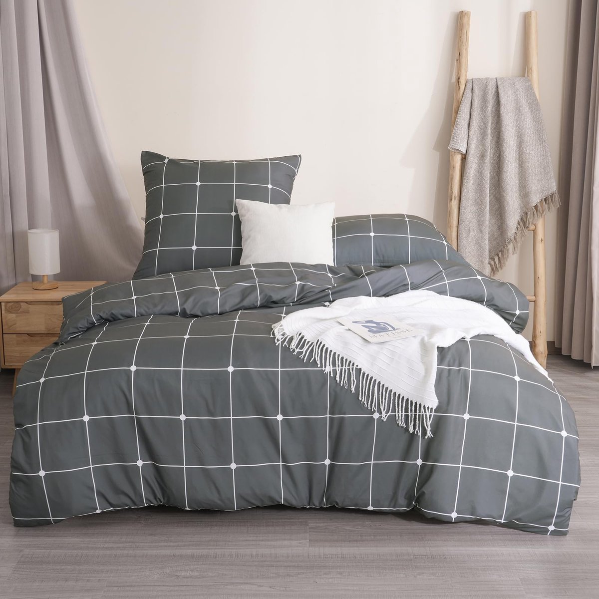 Goodivery ® Beddengoedset van 200 x 220 cm met Ruitontwerp en Ritssluiting, Inclusief Kussenslopen