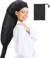 Bonnet Kap Haardroger met Extra Grote Verstelbare Kap - Eenvoudige Styling, Krullen en Diepe Conditionering, met Draagbare Draagtas - Droogkap met Elastische Band voor Natuurlijke Krullend Textuur Haarverzorging, Snel Drogend, Styling (Zwart)