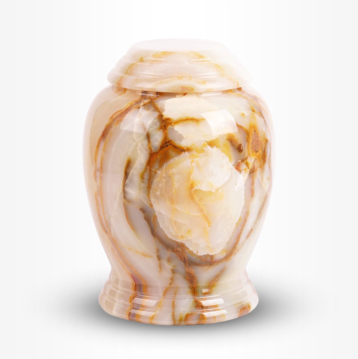 Natuursteen Urn Groot 3,7 liter Bruin Beige - Urn voor Menselijke As - Crematie Urn voor As Volwassenen