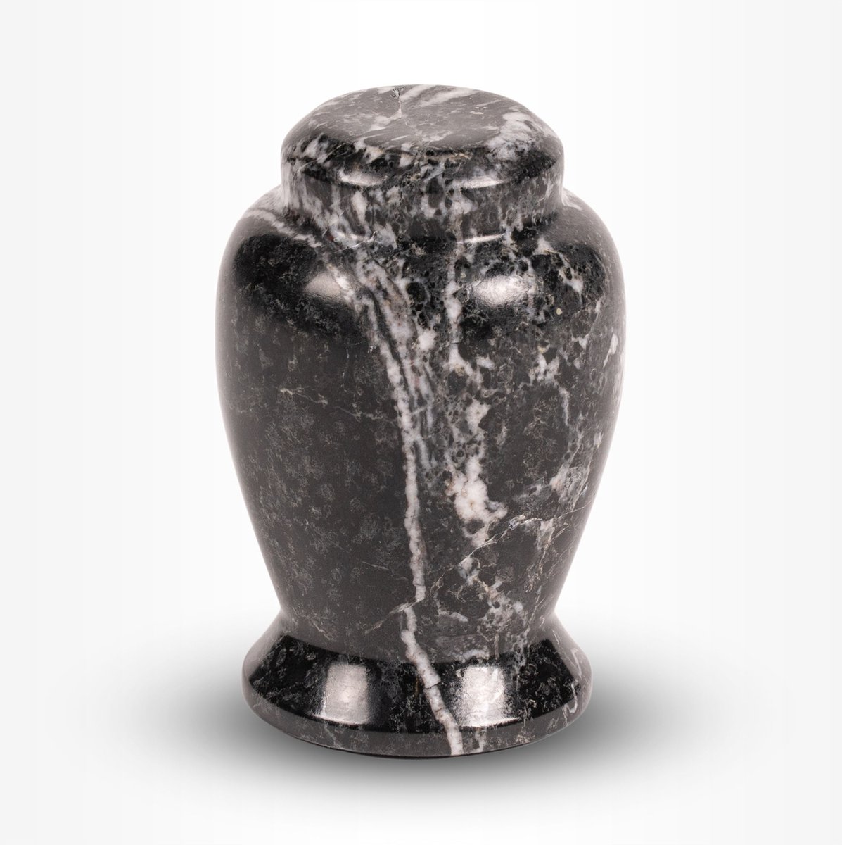 Natuursteen Urn Mini 80 ml Zwart Wit - Urn voor Menselijke As - Crematie Urn voor As Volwassenen