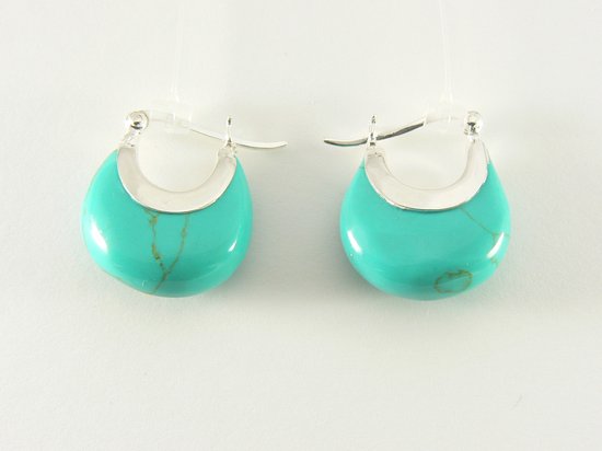 Boucles d'oreilles en argent fin avec turquoise verte