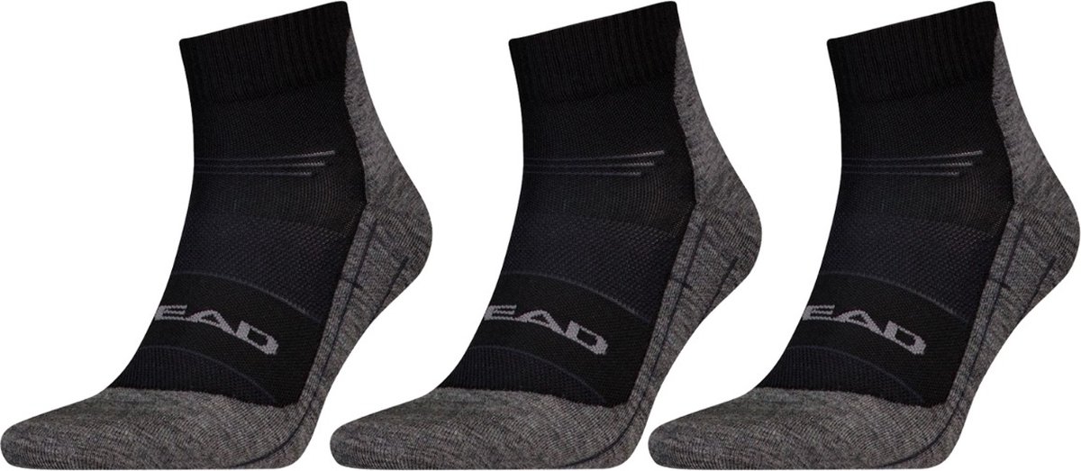 HEAD Wandelsokken Cool Hiking Quarter 3 paar Hiking sokken warm weer Zwart