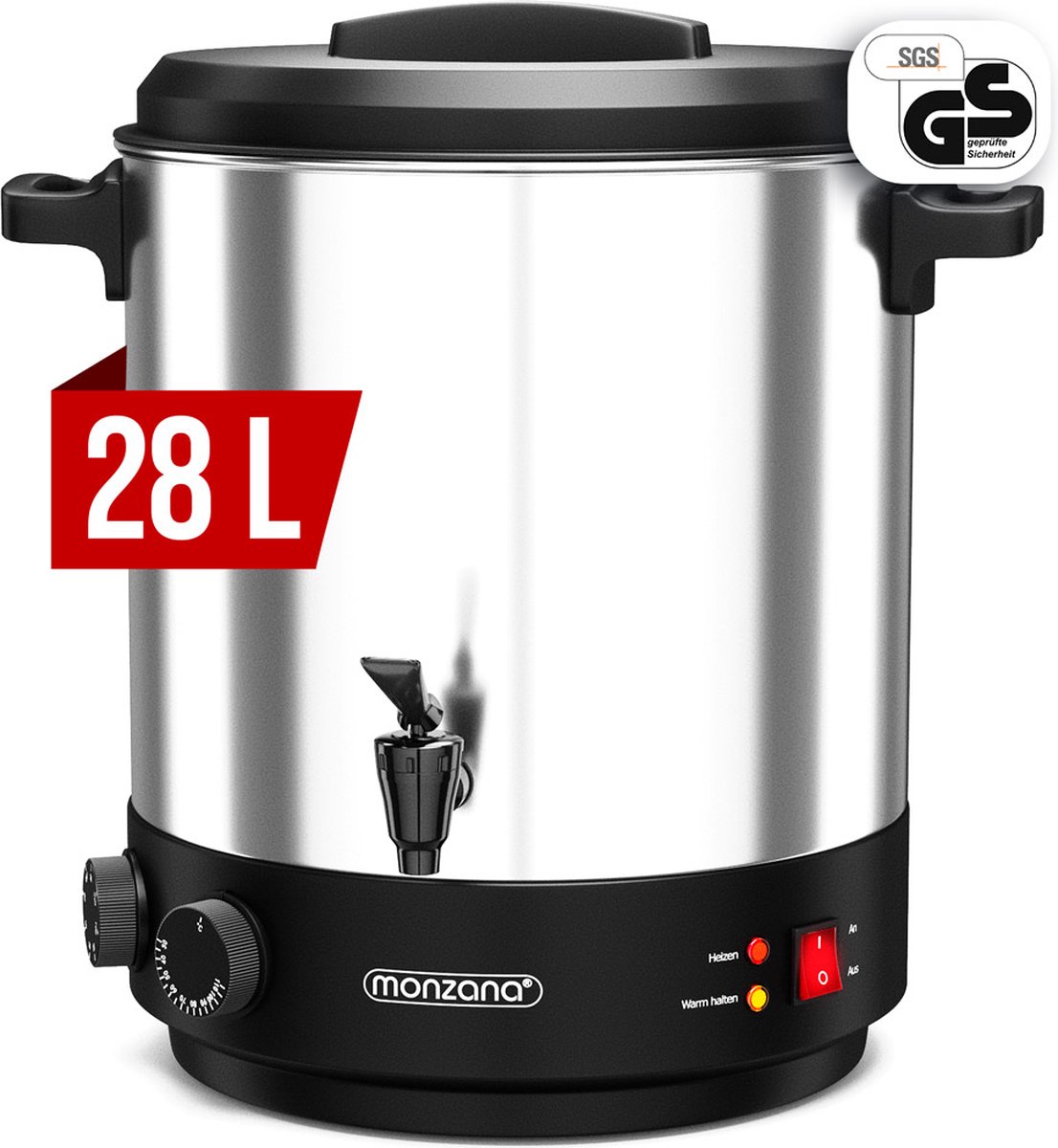 Monzana Inmaakketel 28L Traploos LCD Display 1800W Weckketel met Timer Temperatuurregelaar 30-100