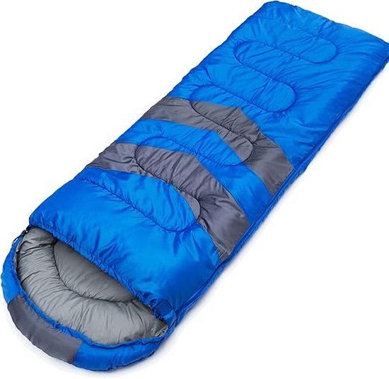 QEZER Zomerslaapzak, ultralichte slaapzak, kleine verpakkingsmaat, met 600 fp dons, voor volwassenen en kinderen, camping, trekking en wandelen, outdoor (Blue