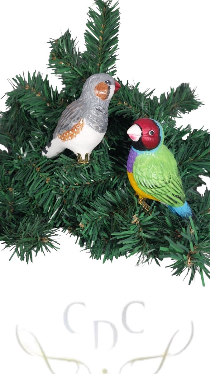 Christel Dauwe Collection : Kerstveriseirng : Vogel set - Zebra Vink en Gouldamdine