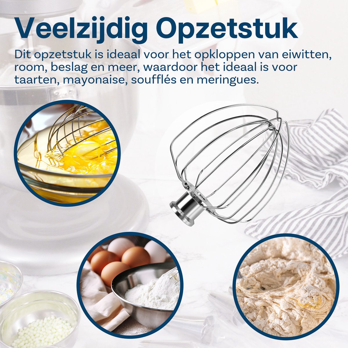 K45WW 6-Draads Garde voor KitchenAid 4.5-5 Quart Tilt-Head Stand Mixers Artisan & Classic Series van MMOBIEL - Roestvrijstalen Opzetstuk Eierklopper - Taart Mayonaise Garde - Vaatwasmachinebestendig thumbnail 3