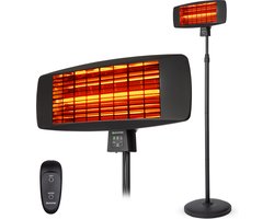 Auronic Terrasverwarmer - Infrarood Verwarming - Elektrisch - 2000W - Heater - Hangend en Staand - met Afstandbediening - 3 Standen - Zwart