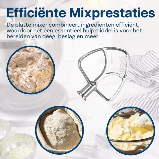 Roestvrijstalen Platte Mixer K45B voor KitchenAid 4,5-5 Quart Tilt-Head Stand Mixers Artisan & Classic Series van MMOBIEL - Opzetstuk Keuken - Platte Deegklopper Accessories - Vaatwasmachinebestendig van MMOBIEL — afbeelding 3