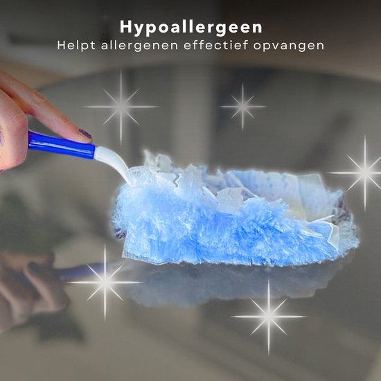 Set plumeau statique – Brosse à poussière – Kit Duset – Set plumeau avec 4 Recharges – Idéal pour les allergies à la poussière – Ajustement universel – Matériau recyclé