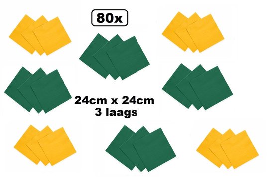 Servetten, papier, citroen, 25 x 25 cm, 20 stuks | Papieren servetten