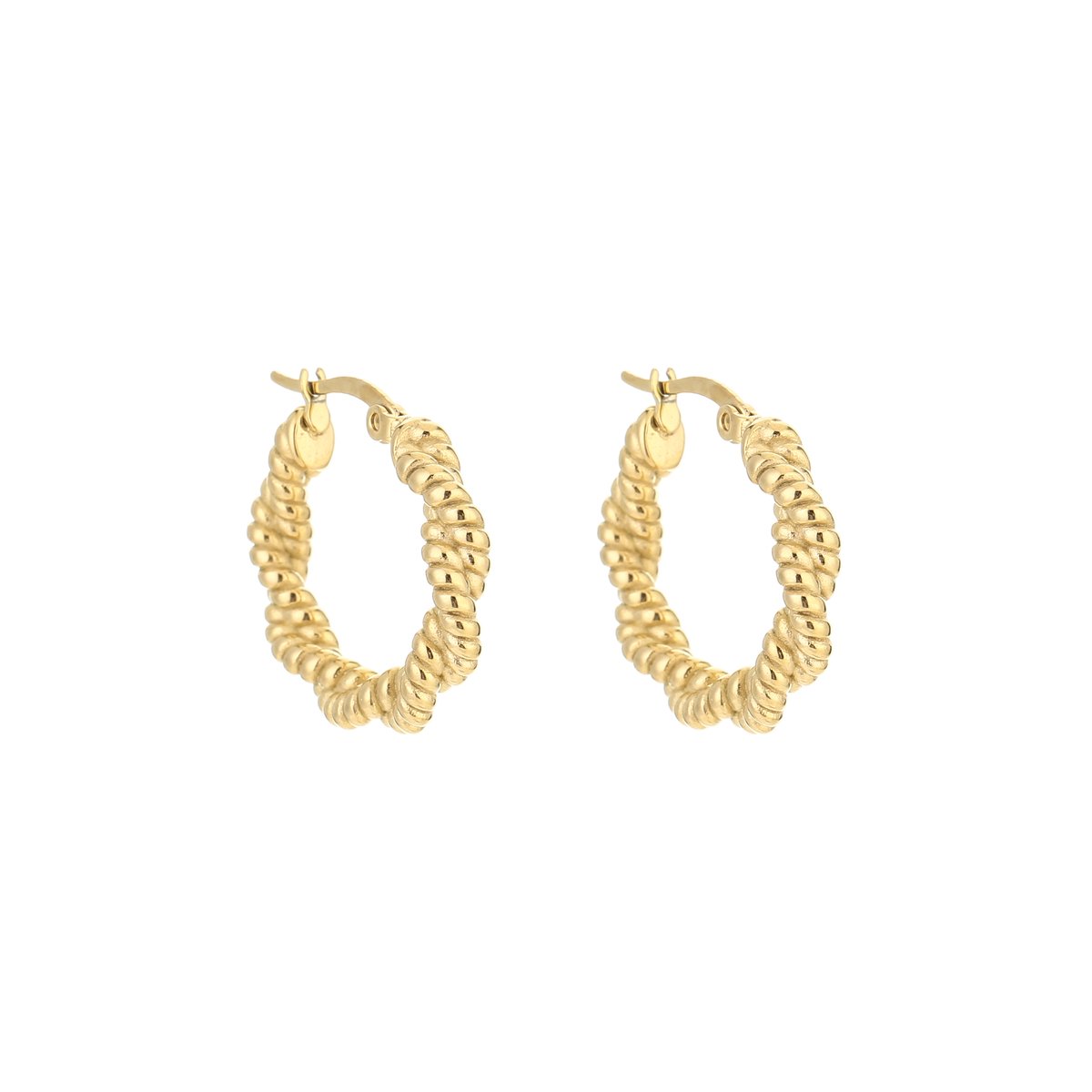 Gedraaide oorringen - Dames oorringen - Dames oorbellen - Gouden oorringen - 2,2 x 2,2 cm - Stainless Steel - Waterproof earrings - Nikkel vrij - Kerst oorbellen - Kerst cadeau - Moederdag - Valentijn - Dames oorbellen