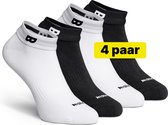 Set van vier lage sokken: twee wit en twee zwart, beide met witte boord en zwart 'B' logo.