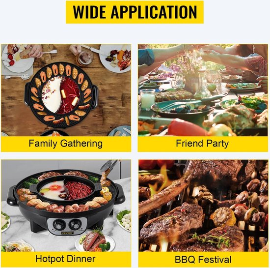 Hanimo Koreaanse Bbq - Hotpot - Hotpot Electrisch - Korean Bbq - Koreaanse Grill - Koreaanse Grill En Hotpot Set - Korean Bbq Grill - Chinese fondue - 1 tot 8 personen — afbeelding 5