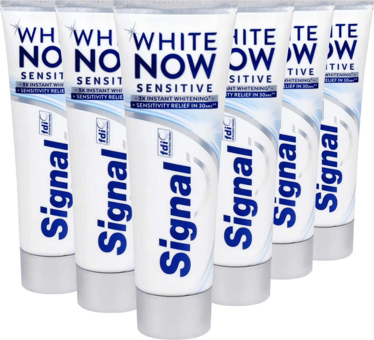 Goedkoopste Signal White Now Whitening Sensitive Tandpasta - Voor 3 Tinten Wittere Tanden - Verlicht Gevoelige Tanden - 6 x 75 ml
