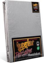 Bol.com Superieur Hoeslaken - 160x200 cm - Grijs - 100% katoen aanbieding